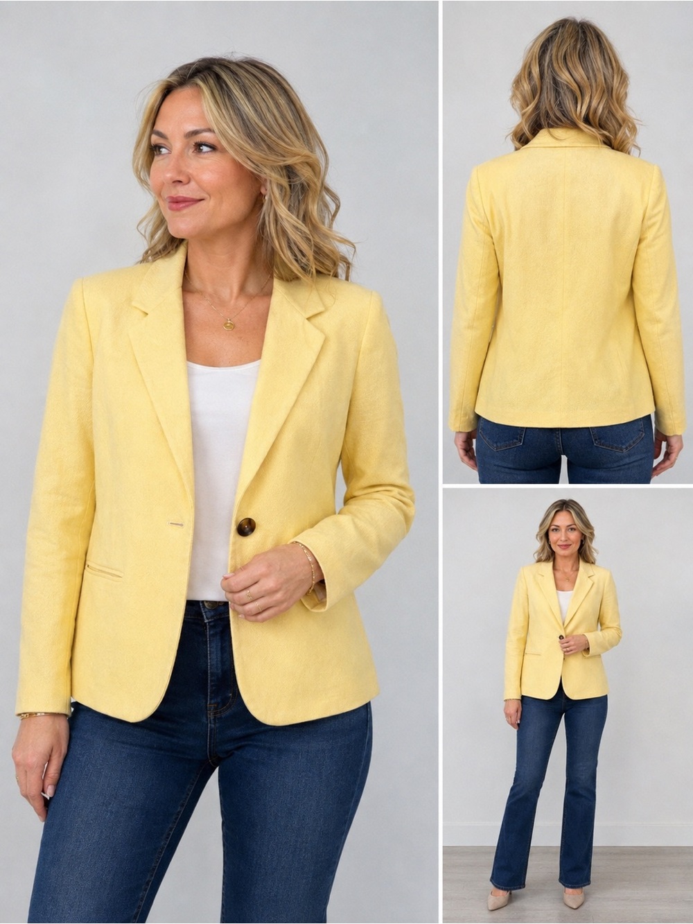 Sag Harbor Lemon-Yellow Single-Button Blazer